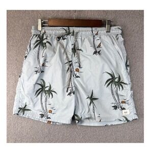 Katin Palm Tree Print Swim Trunks Lined Shorts Mens Size Large L Drawstring Surf